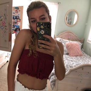 Tube top with adjustable tie